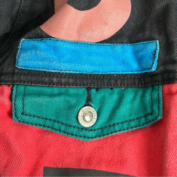 Get Used Colorblock 90S Brushed Twill Denim Jacket Printed Interior Small - Picture 7 of 14